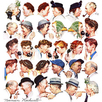 "Chain of Gossip" Painting Print on Canvas by Norman Rockwell
