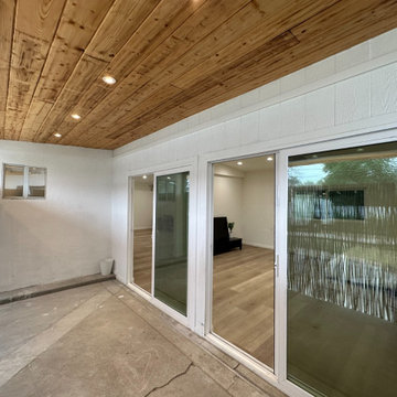 Covered patio and sliding doors for a Lake Balboa garage conversion ADU.