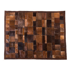 Luxury Handmade Cowhide Patchwork Area Rug, Rectangle, Brown, 5&rsquo;0&rdquo;x4&rsquo;2&rdquo; - Area Rugs
