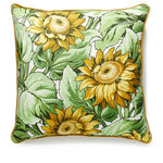SCALAMANDRE - Sunflower Print Pillow, Harvest, 22" X 22" - Featuring luxury textiles from The House of Scalamandre, this pillow was thoughtfully curated by our design team and sewn together with care in the USA. Effortlessly incorporate a piece of our rich history and signature aesthetic into your home, and shop our pre-styled pillows, made for you!