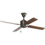 Progress - Progress P2531-20 North Park - 52" Ceiling Fan - 52" four-blade Fan with reversible Medium Cherry/Classic Walnut blades and an Antique Bronze finish. The North Park ceiling fan offers great performance and value. This contemporary styled fan features a powerful, 3-speed motor that can be reversed to provide year-round comfort. Includes innovative canopy system that can be installed on vaulted ceilings up to 12:12 pitch.    Reversible Medium Cherry/Classic Walnut blades with Antique Bronze finish  Powerful and reversible 3-speed motor w/ triple-capacitor control  Includes innovative canopy system for vaulted ceilings up to 12:12 pitch  Sure Connect blade attachment system included    Rod Length(s): 6.00  Warranty: 30 Years Limited WarrantyNorth Park 52" Ceiling Fan Antique Bronze *UL Approved: YES  *Energy Star Qualified: YES *ADA Certified: n/a  *Number of Lights:   *Bulb Included:No *Bulb Type:No *Finish Type:Antique Bronze