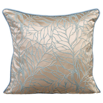Blue Decorative Pillow Covers 18"x18" Silk, Morning Currents