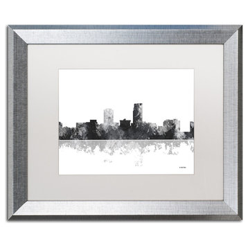 Watson 'Omaha Nebraska Skyline BG-1' Art, Silver Frame, 16"x20", White Matte
