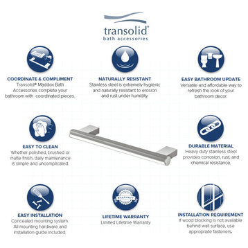 Transolid Maddox 16" Grab Bar, Brushed Stainless