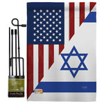 Breeze Decor - US Israel Friendship GF Flags of the World US Friendship Garden Flag Set - US Friendship Beautiful Mini Garden Flag with Metal Garden Banner Pole Stand - Complete Set with Garden Pole - 16" x 40" Power Coated Metal Flag Stand
