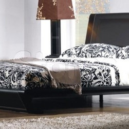 JENNY CHOCOLATE LEATHER MODERN PLATFORM BED - Platform Beds