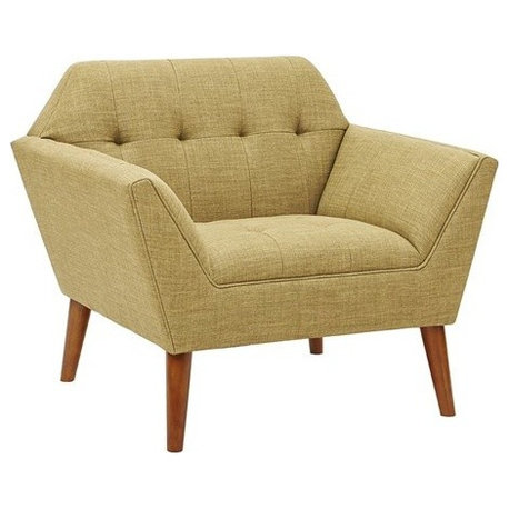 INK+IVY Mid-Century Modern Tufted Lounge Chair, Yellow/Pale Green