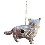 Zaer Ltd - Galvanized Hanging Animal Birdhouse - Cat - Decorate your yard or garden with the new collection of Galvanized Hanging Animal Birdhouses. These birdhouses are expertly constructed from 100% quality galvanized metal for strength and durability. Each birdhouse is built and detailed to depict a member of the animal kingdom. Our Cat shaped birdhouse includes adorable three dimensional whiskers and "fluffy" tail.