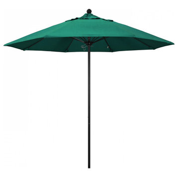 9' Patio Umbrella Black Pole Fiberglass Rib Push Lift Sunbrella, Spectrum Aztec