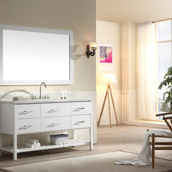 61 inch Transitional Single Sink Bathroom Vanity Set in White Finish - Bathroom Vanities And Sink Consoles