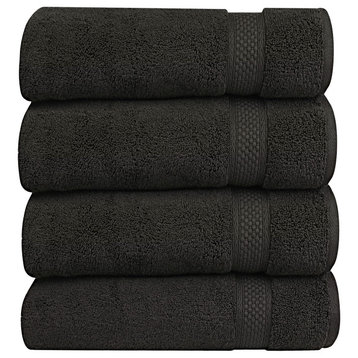 A1HC Wash Cloth Set, 100% Ring Spun Cotton, Ultra Soft, Quick Dry, Black Onyx, 4 Piece Wash Cloth