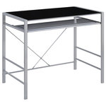 OSP Home Furnishings - Zephyr Computer Desk With Black Tempered Glass Top and Silver Frame - Give your home office both style and function with our Zephyr Computer Desk with convenient pull-out keyboard shelf. The attractive tempered glass top will provide an easy-to-clean surface, ready to house your computer monitor, keyboard and all of your office accessories. The heavy-duty steel frame ensures years of durable good looks and will help define a place for remote working, homework and projects. Ready to assemble with easy-to-follow instructions.