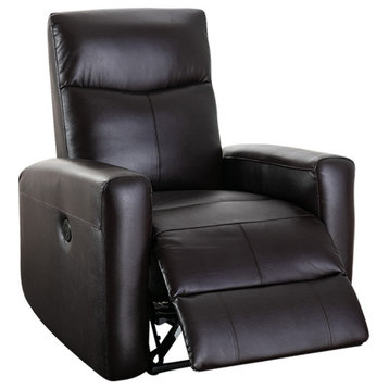 28 in. Wide Brown Genuine Leather Power Massage Recliner with USB Port, Brown