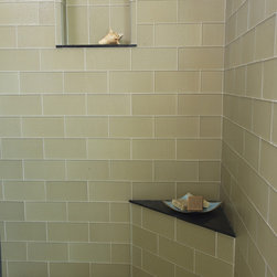 Island Stone Rectangular Beach Glass with Pebble floor - Tile