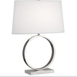 Robert Abbey Logan Carrera Marble Table Lamp White Shade - Table Lamps