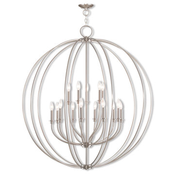 Milania 10 and 5-Light Foyer Chandelier, Brushed Nickel