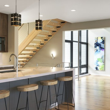 Antique Elm Flooring in a Modern Kitchen