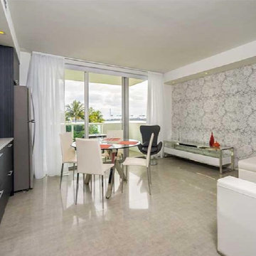 Contemporary living room with hand cut mosaic design