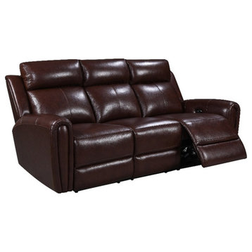 Leather Lusso Kona Modern Genuine Leather & Hardwood Sofa in Brown