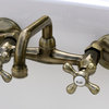 Antique Style Brass Wall Mount Farm Faucet Adjustable Centers Cross Handles