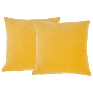 Nourison Life Styles Solid Velvet Pillow Covers, Set Of 2, Yellow