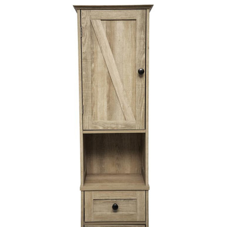 Dune Freestanding Bathroom Linen Tower Storage Cabinet, Brown