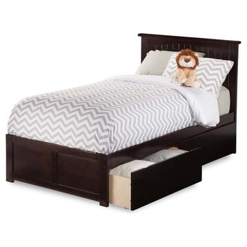 AFI Nantucket Twin XL Solid Wood Bed with Storage Drawers in Espresso