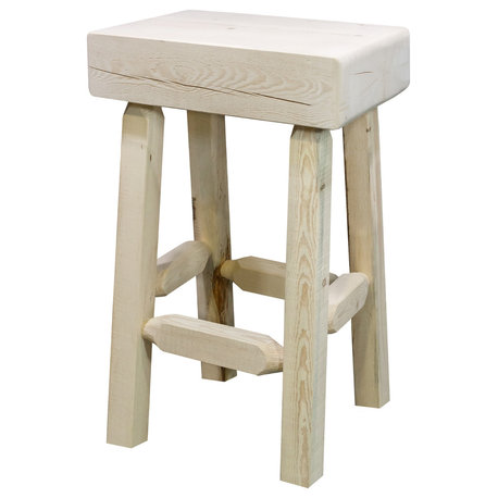 Homestead Counter Height Half Log Bar Stool, Ready to Finish