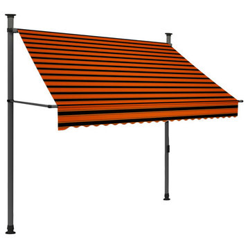 vidaXL Retractable Awning Patio with Hand Crank and LED 78.7" Orange and Brown