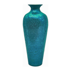 DecorShore Andalusian Vase, Sparkling Metal With Turquoise
