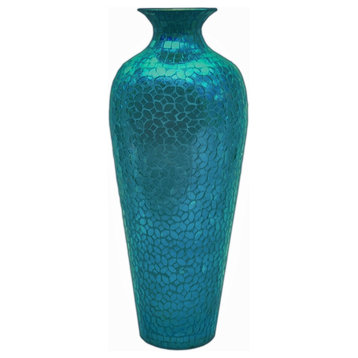 DecorShore Andalusian Vase, Sparkling Metal With Turquoise