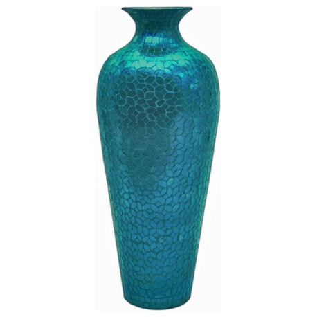 DecorShore Andalusian Vase, Sparkling Metal With Turquoise