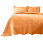 Blue Nile Mills - 100% Cotton Geometric Luxury Quilted Bedspread, Salmon, Queen - Description:
