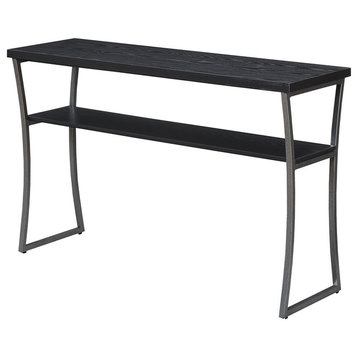 Convenience Concepts X-Calibur Console Table in Black Wood Grain and Metal Frame