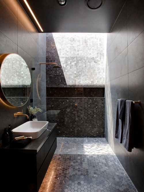 Bathroom Design Ideas, Remodels & Photos with Black Tile