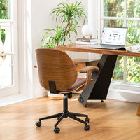 38"H Russet PU Leather Adjustable Swivel Desk Chair/Task Chair