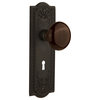 Meadows Plate Privacy Brown Porcelain Knob, Oil Rubbed Bronze