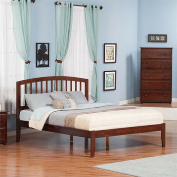 Leo & Lacey Solid Wood King Platform Bed with USB Charging Station in Walnut