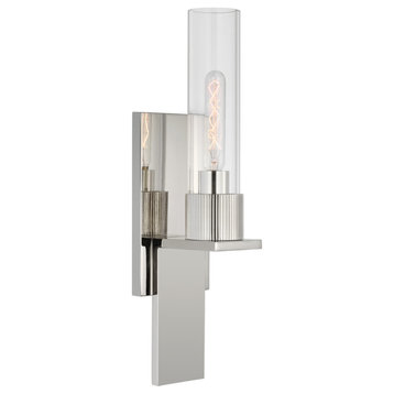 Beza Small Bath Sconce in Polished Nickel with Clear Glass