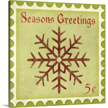 "Holiday Stamp I" Wrapped Canvas Art Print, 16"x16"x1.5"