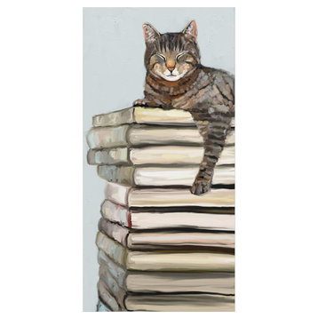"Cat On Books 2" Canvas Wall Art by Cathy Walters
