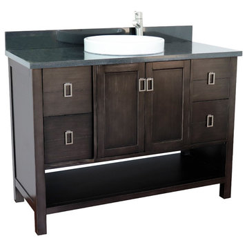 49" Single Vanity, Silvery Brown Finish With Black Galaxy Top