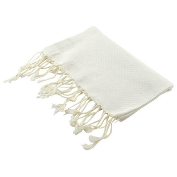 Fouta Hand Towels Honeycomb Solid Color, White, Set of 2
