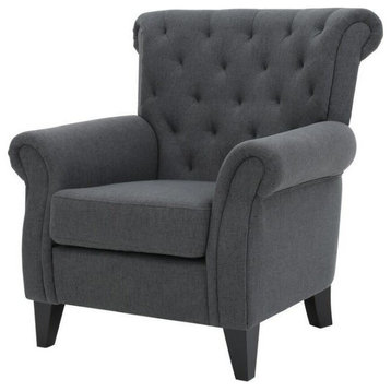 GDF Studio Nowell Contemporary Fabric Tufted Chair, Oxford Gray