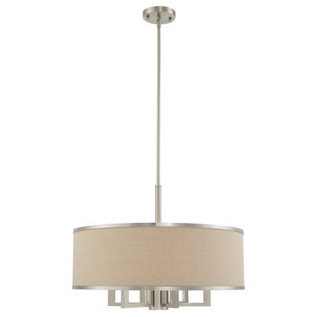Livex Lighting 6 + 1 Light Pendant Chandelier, Brushed Nickel
