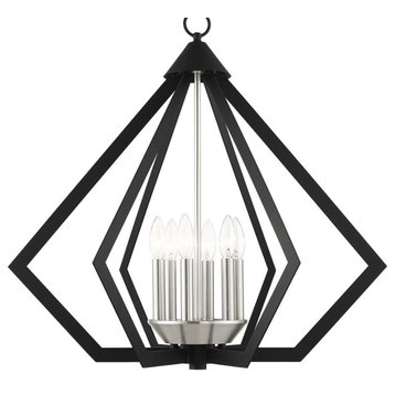 Livex Lighting 40926 Prism 6 Light 26"W Taper Candle Style - Black with Brushed