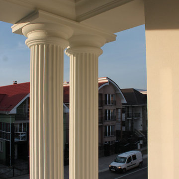 Column capitals and fluted shafts, detail