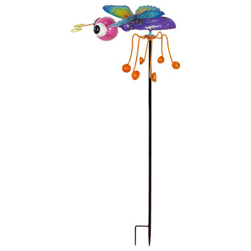 Metal Butterfly Garden Stake With Kinetic Spinning Legs Outdoor Yard Art