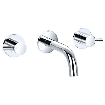 Two Handle Wall Mounted Tub Filler, Satin Brass