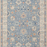 Momeni - Momeni Anatolia Machine Made Traditional Area Rug Blue 6'6" X 9' - The pastel color palette of the Anatolia Collection presents the softer side of tribal style. Subdued shades of pink, baby blue and brown fill the field and ornamental rug borders with classical medallions and vine and dot motifs. Crafted in an innovative combination of natural wool and nylon threads, modern machining mimics ancestral weaving techniques to create a series of chic floor coverings that are superior in beauty and performance.